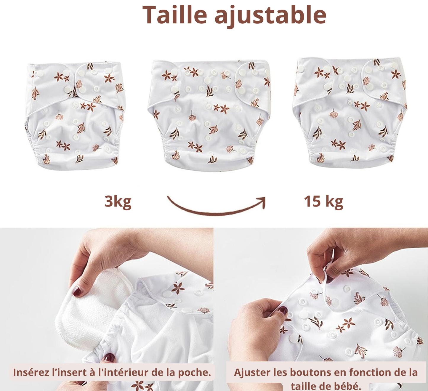 Couches lavables 3-15kg