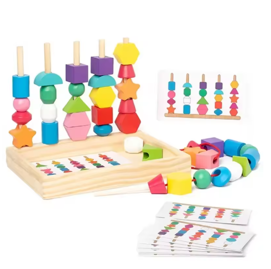 🌈 Jouet en Bois Montessori – Puzzle Couleurs & Formes