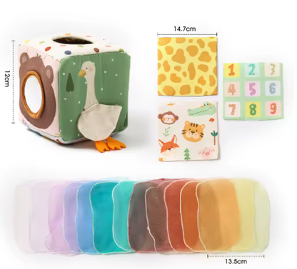 🧩 Boîte à mouchoirs magique Montessori – Jeu sensoriel éducatif pour bébé